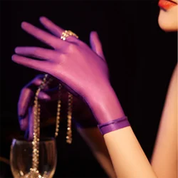 Womens Wrist Gloves Ultra-Thin Oil Shiny See-Through Smooth Sex Emotional Night Clubwear Transparent Seamless Finger Gloves