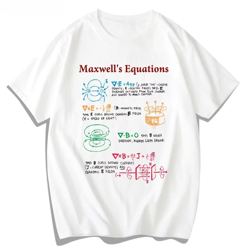 Maxwell Equation Physics Cotton Short Sleeve TShirt Men's Women's Summer T-Shirt Scientific Research Casual Short Sleeve