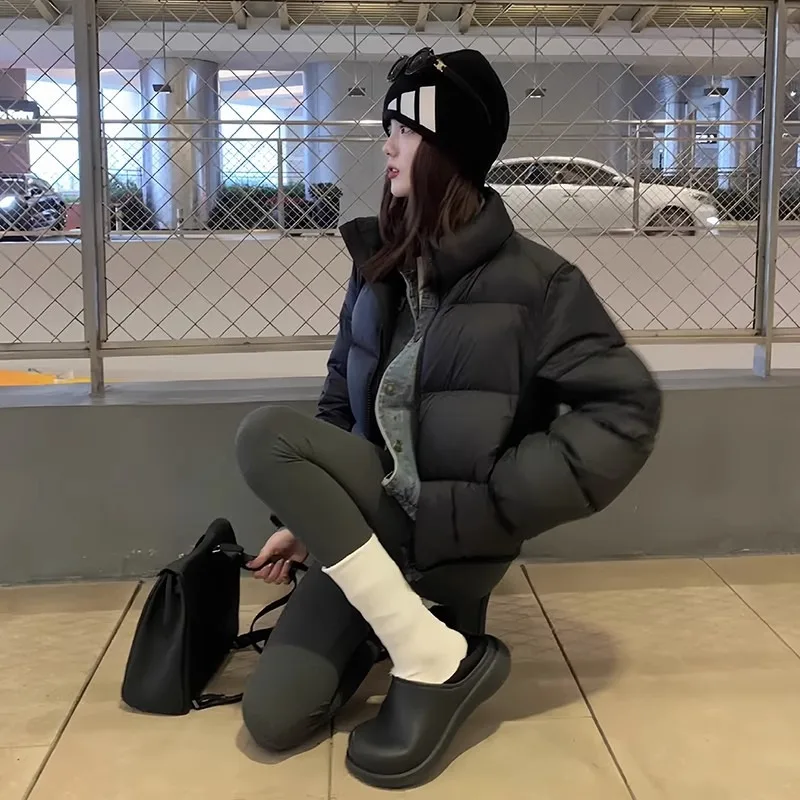 

​​Short Puffer Jacket Women Stand Collar Winter Coat 2025 New Thick American Style Quilted Outerwear​​
