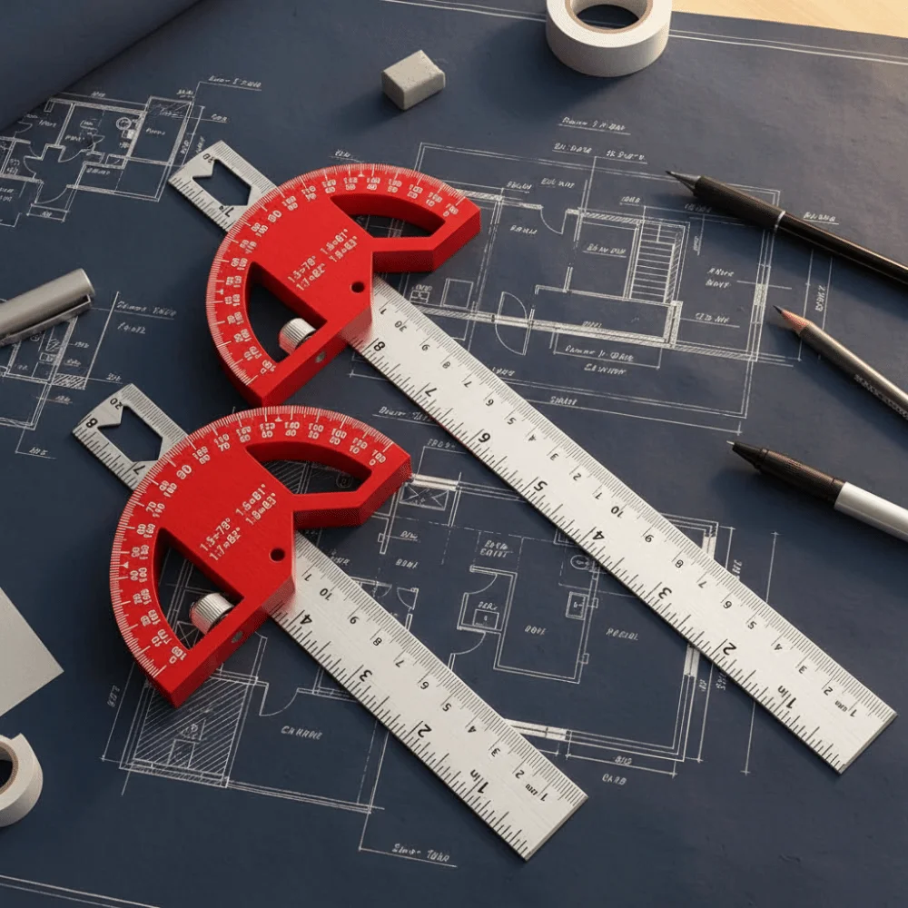 

8/12 Inch Angle Protractor 0-180 Degrees Adjustable Construction Protractors Aluminum Alloy Measuring Scribe Angle Ruler