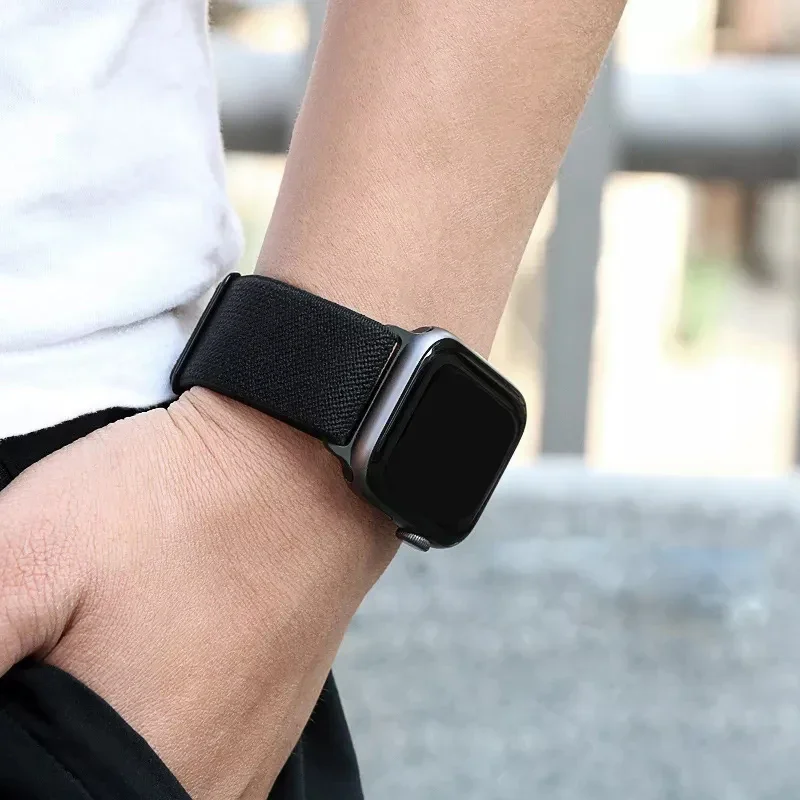 Scrunchie حزام ل سوار ساعة يد آبل 46 مللي متر 42 مللي متر 40 مللي متر 44 مللي متر 41 مللي متر 45 مللي متر 49 مللي متر بسط النايلون سوار Iwatch Serie10 9 8 الترا 7 6 5 4