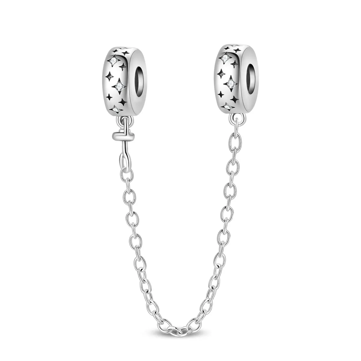 Modische Perlen 925 Silber Glänzende Zirkon-Stern-Anhänger Sicherheitskette für Damen Armband Halskette Mode DIY Exquisiter Schmuck Geschenke