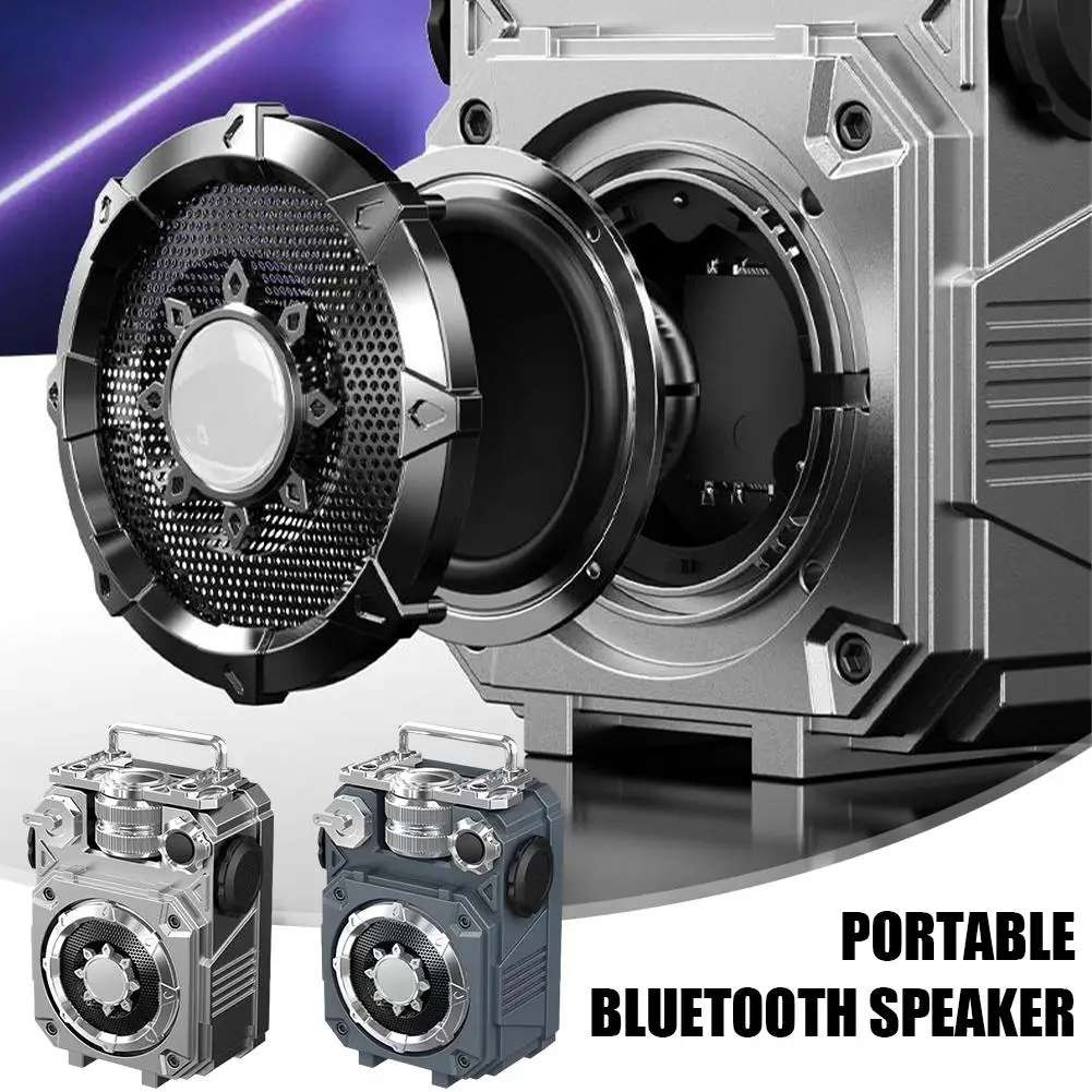 Mini Mecha Style Bluetooth Speaker Portable Subwoofer Music Card Cool 360° Bass Player Sound Box TF Shocking Wireless Inser O0L6