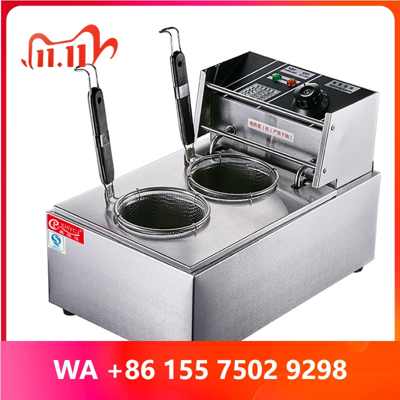 Commercial Noodle Cooking Machine Oden Cooker Deep Frying Pan Spicy Noodle Pot Stainless Steel 8L