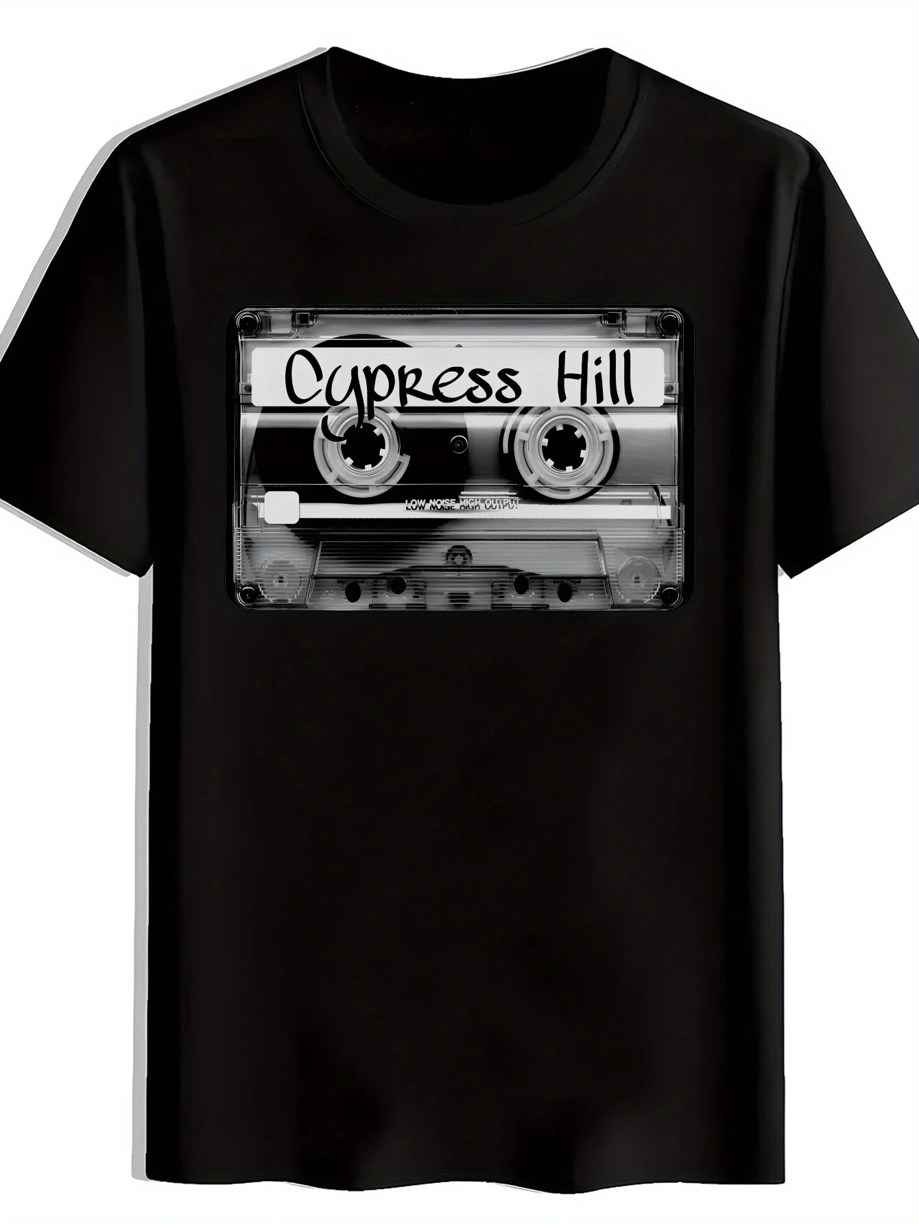 Camiseta gráfica Vintage de banda de Rock para hombre, camiseta de manga corta con cuello redondo de poliéster negro con estampado "Cypress Hill", Top informal de verano