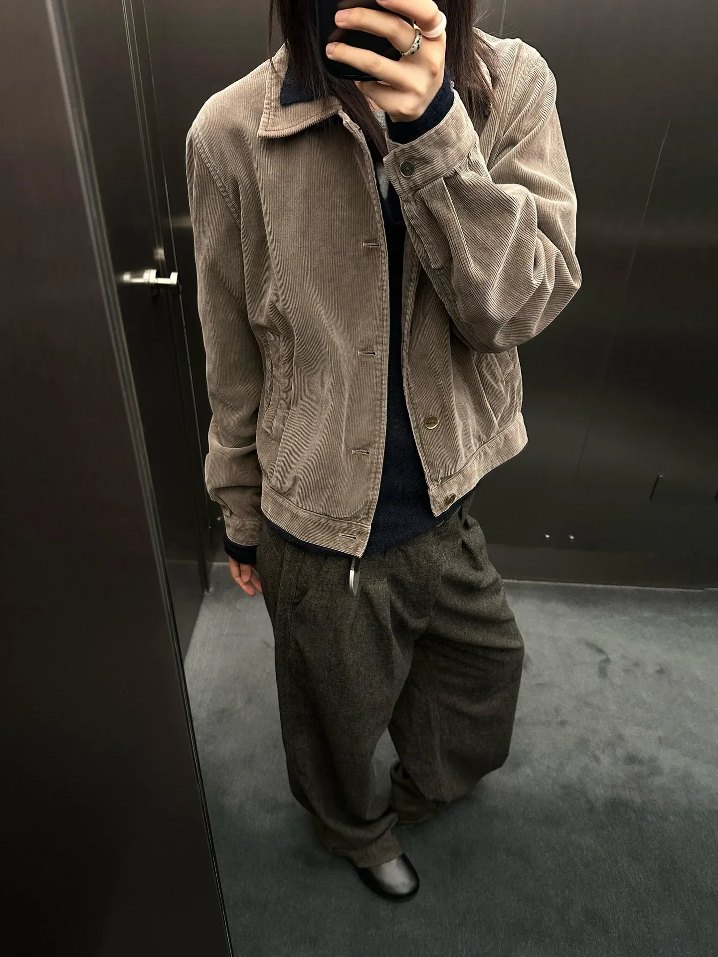 Aurale Maillard Corduroy Washed Vintage Pleated Jacket