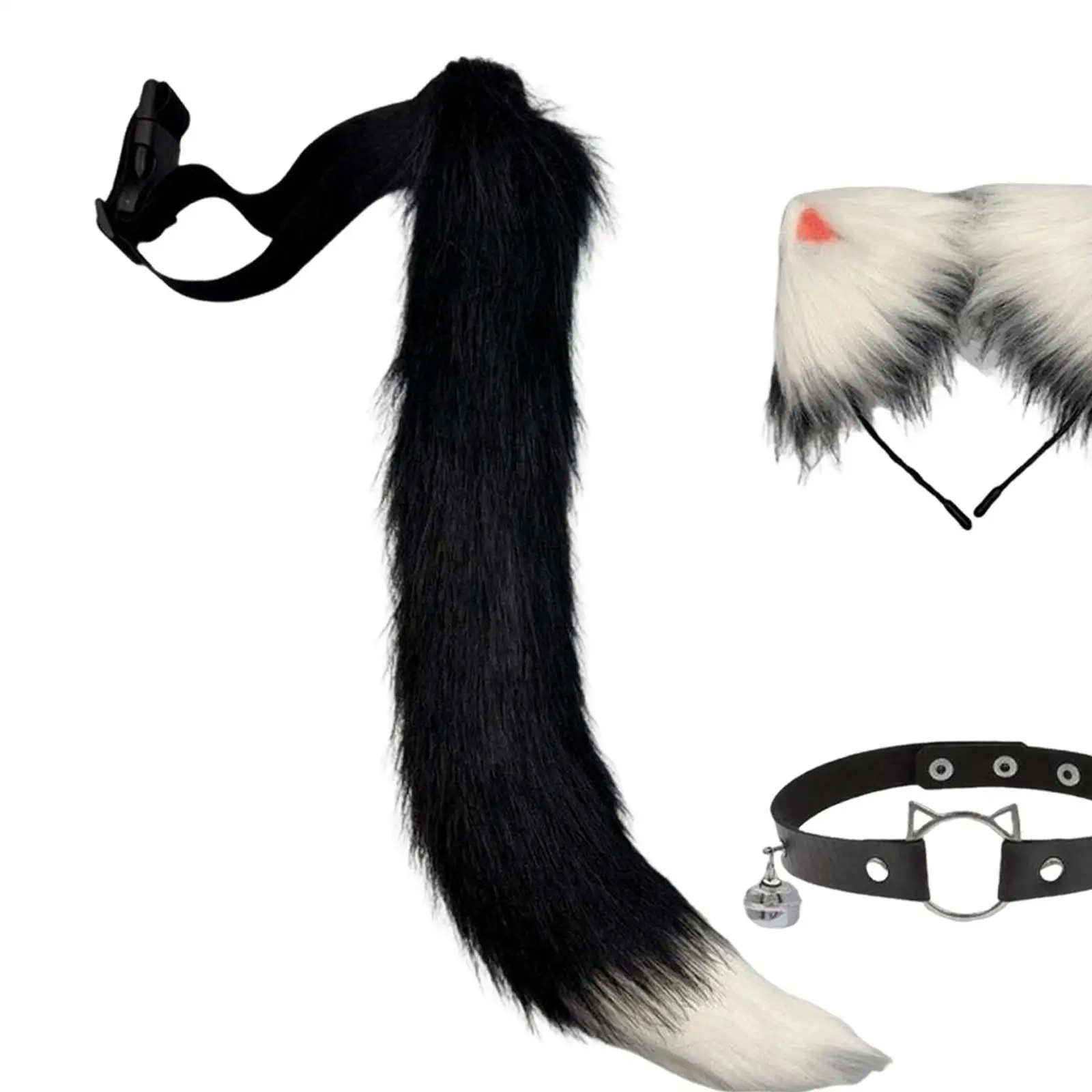 مجموعة آذان القط والذيل وعصابة رأس لأداء أعياد الميلاد وعيد الميلاد وعيد الميلاد #5