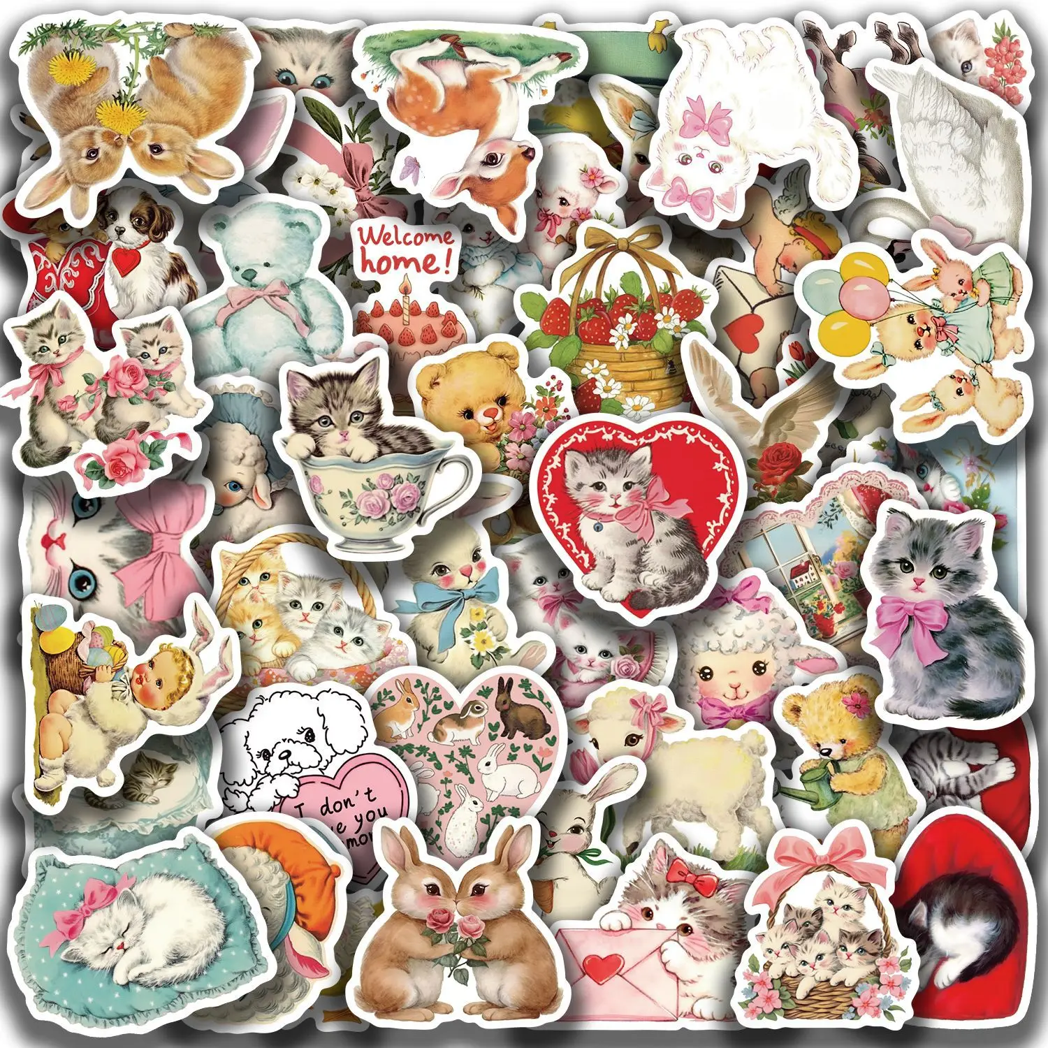 

50Pcs VINTAGE Cartoon Stickers Aesthetic Decorative Laptop Scrapbook Phone Waterproof Luggage Wall Bottles Graffiti Sticker