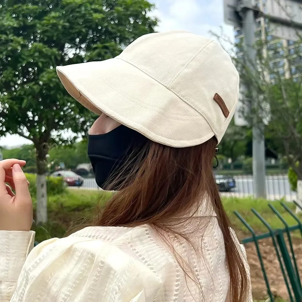 New Women's Foldable Sunhat Summer Outdoor Beach Fisherman Hat Sunscreen Protection Cap Adjustable Cotton Wide Brim Bucket Caps