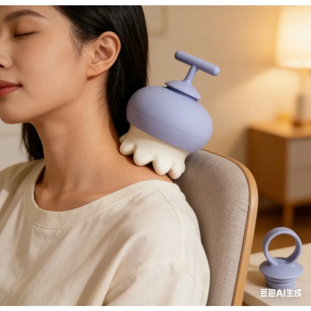 Ceramic Massager with Octopus and Jellyfish Designs Silicone Waterproof Cover Ceramic Scrapping Boar for Facial Body Massage