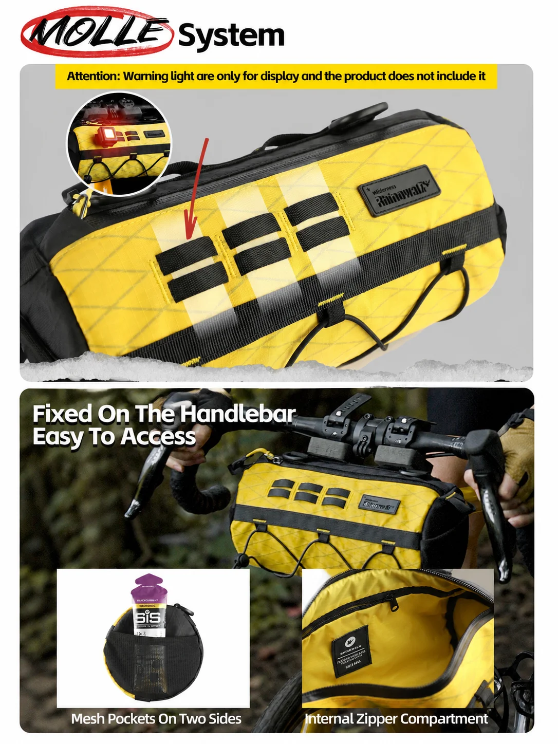 Rhinowalk Bike Front Bag Handlebar Bag 2.8L Bikepacking for MTB Road Gravel Bicycle EVA3D Water-Resistant Wear-Resistant Cycling