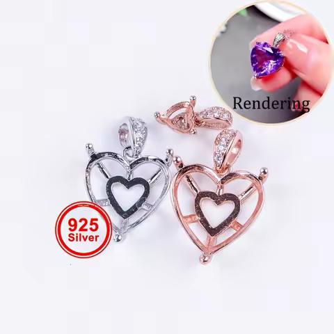 5-15MM Rose Golden And 925 Sterling Silver Heart-shaped Ring For Holding Heart-shaped Rhinestones For DIY Jewelry