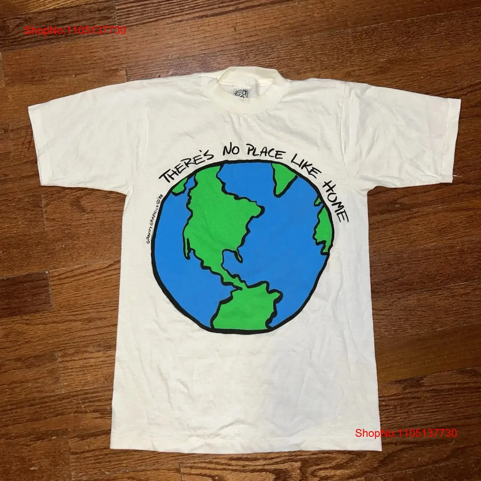 Vintage 1988 Gravity s Heart Home camiseta hombres blanco medio 80s arte vintage lavado estirado cómodo moda streetwear