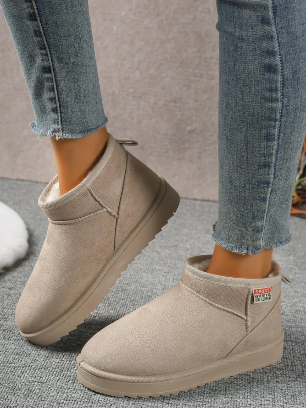 Winter Rundkopf Sexy Bequeme Warme Lässige Wanderstiefel Modische Neue Wildleder Dicksohlige Übergrößen Schneestiefel für Damen – Detail 15