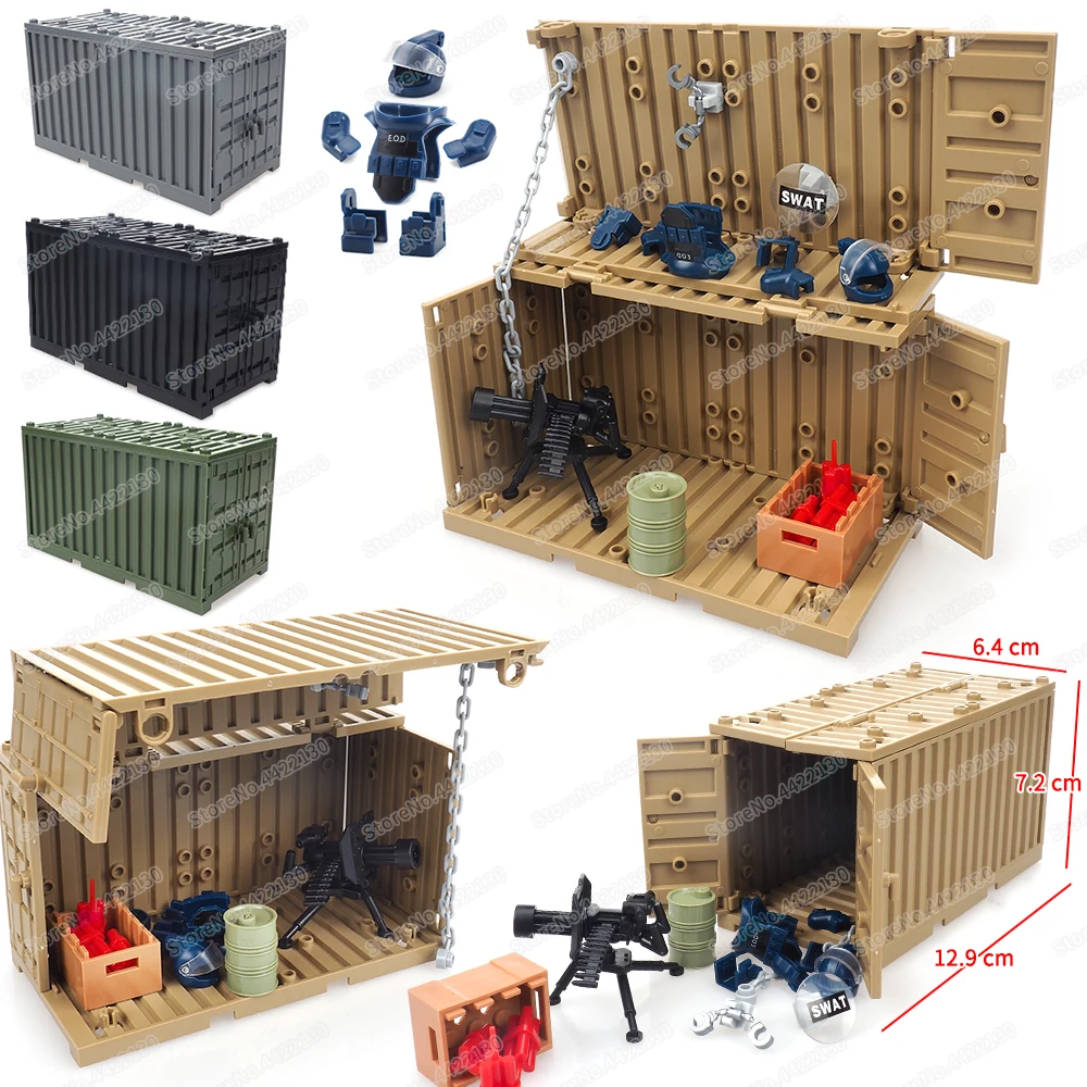 Special Forces Fight Storehouse Building Block Container Figures Weapons War Equipment Scenes Model Child Christmas Gift Boy Toy