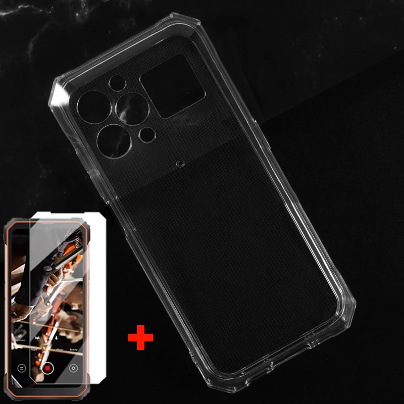 2in1 Tempered Glass For Blackview BL8000 Silicone Caso Soft TPU Transparent Phone Cover For Blackview BL8000 5G Screen Protector