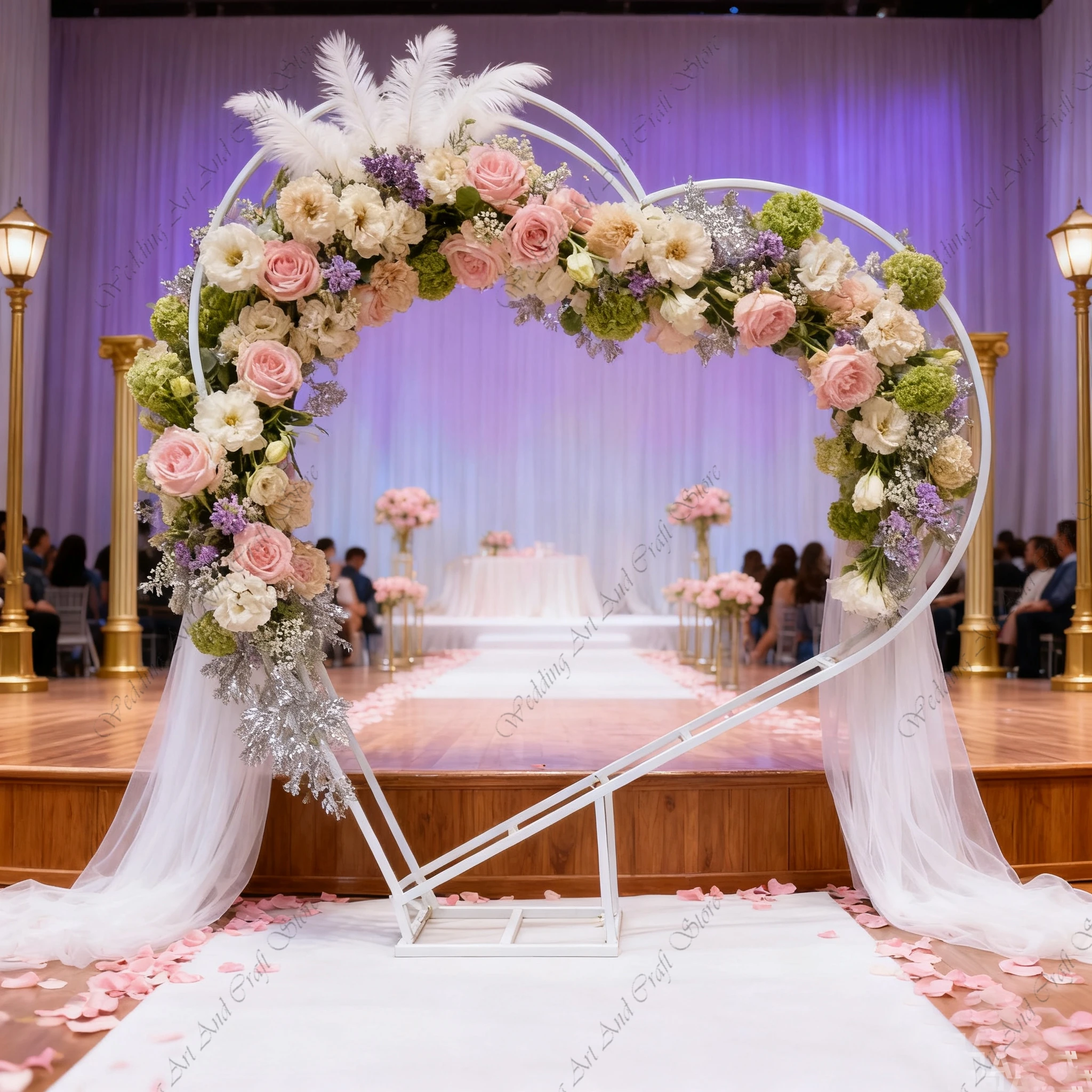 

1pcs 2-2.4M Wedding Decoration Flower Arrangement Reception Heart Gate Stage Backdrop Stand for Wedding Background Decor ivy318