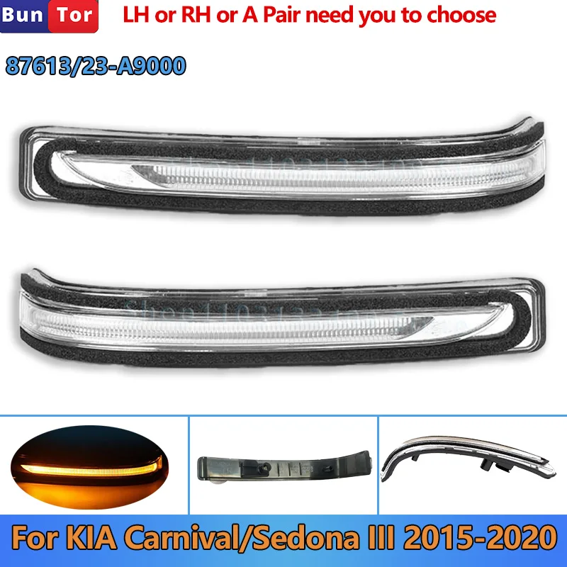 Outside Mirror Signal LED Lamp LH or RH for Kia Sedona/Carnival 2015 2016 2017-2020#87613A9000 Wing Mirror Turn Signal Lights