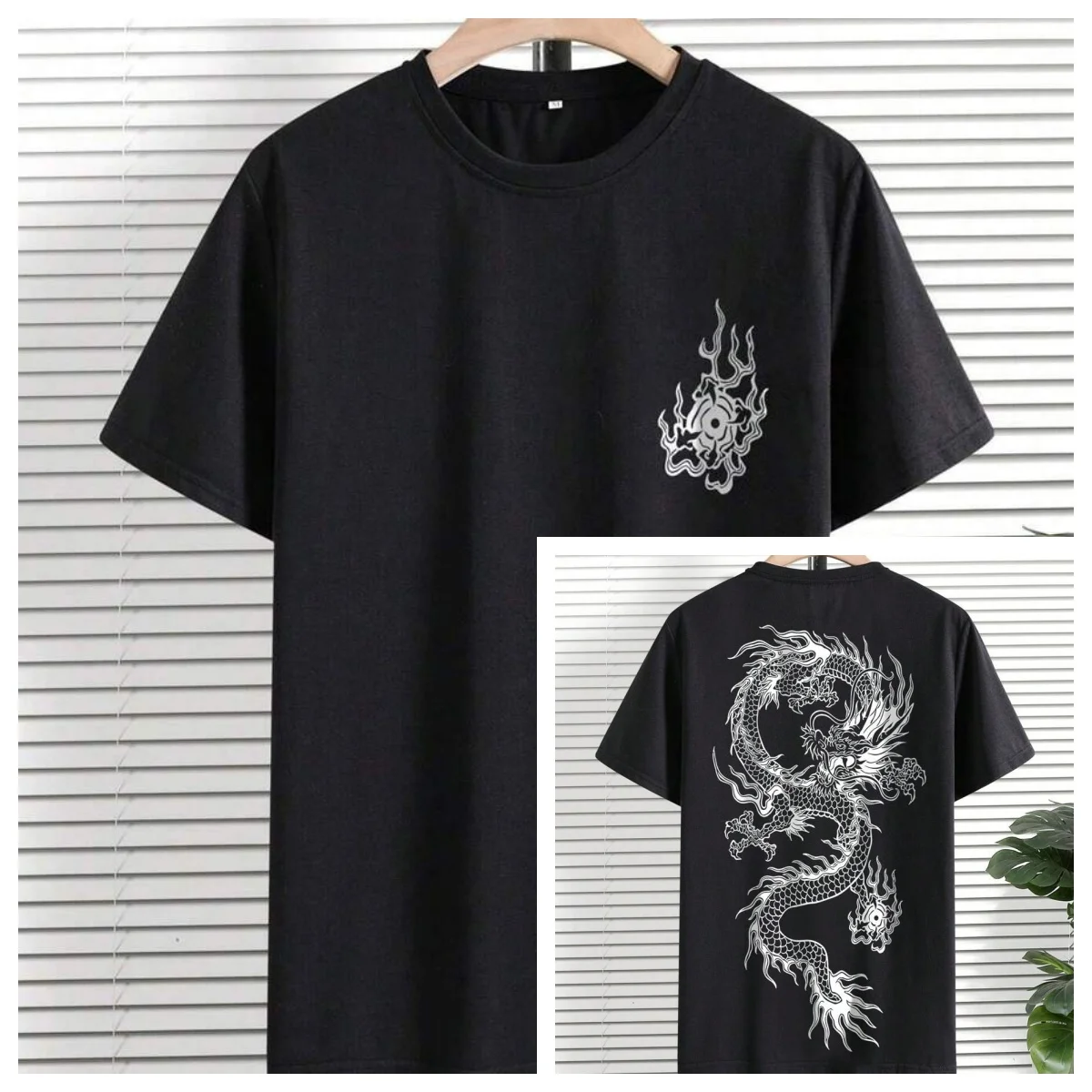 2026 Men Dragon Graphic Drop Shoulder Short Sleeve Tee, Street Wear, Boyfriend Gift, for Work