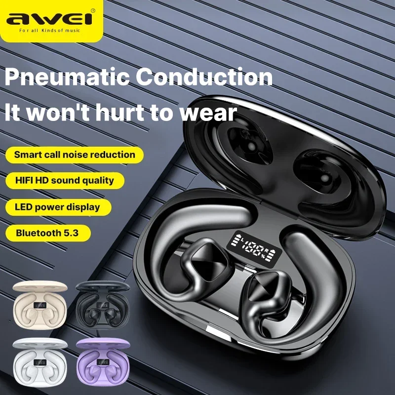 Awei  Air Conduction Wireless Bluetooth Headset Sport Waterproof Wireless Headphones HiFi Stereo Earbuds with Microphone