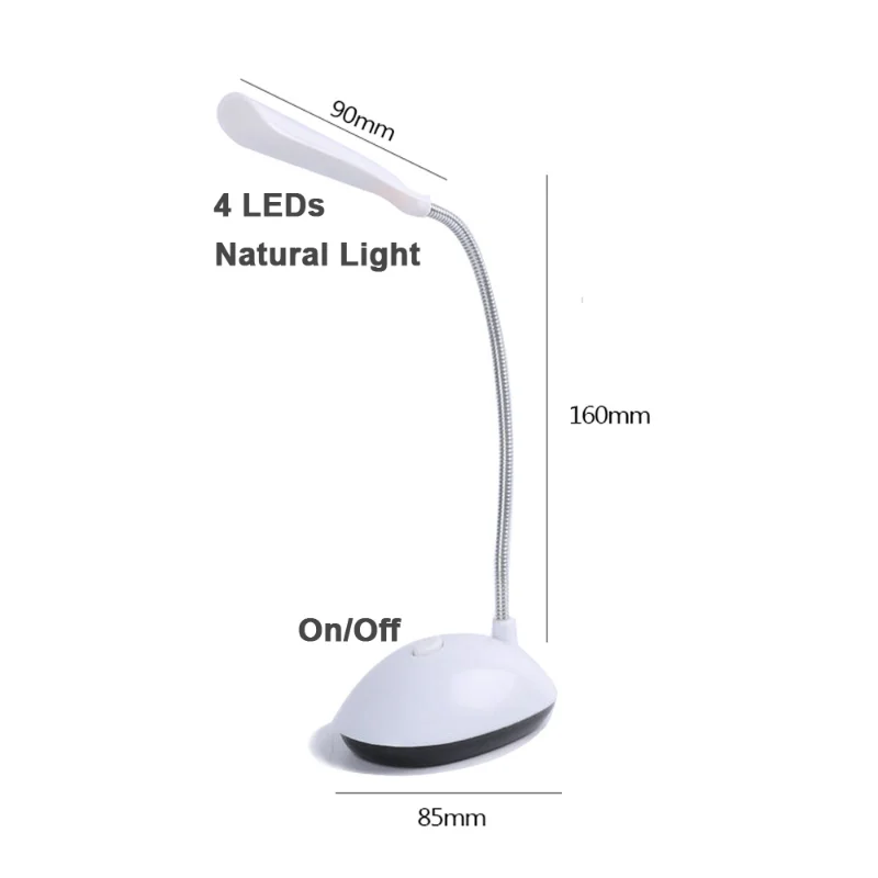 LED Desk Lamp Night Reading Light Foldable Flexible Table Light Eye Protection Night Lamp Bedroom Bedside Light AAA