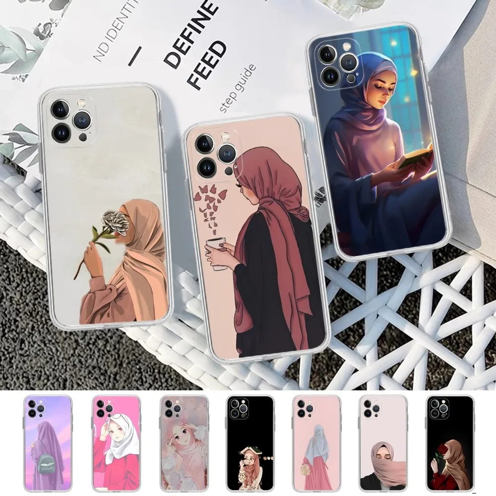 Muslim Arabic Hijab Girl Phone Case For IPhone 14 11 12 13 Mini Pro XS Max Cover 6 7 8 Plus X XR SE 2020 Funda Shell