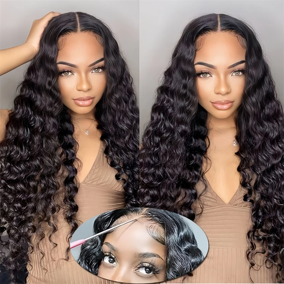 Glueless Wig 200 Density 30 Inch Black Curly 100% Brazilian 5x5 Hd Lace Front Human Hair Wigs Ready to Wear on Clearance Sale