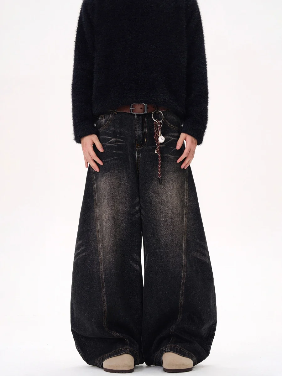 

Ретро-джинсы в американском стиле, свободные, широкие, с эффектом драпировки, для мужчин и женщин, повседневные джинсы из денима