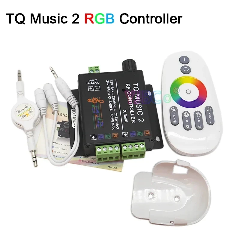 TQ Music 2 RF Controller DC 12V 24V 18A Audio Sensing LED Dimmer/24 Keys music Controller for 5050 2835 COB Colorful Strip Light