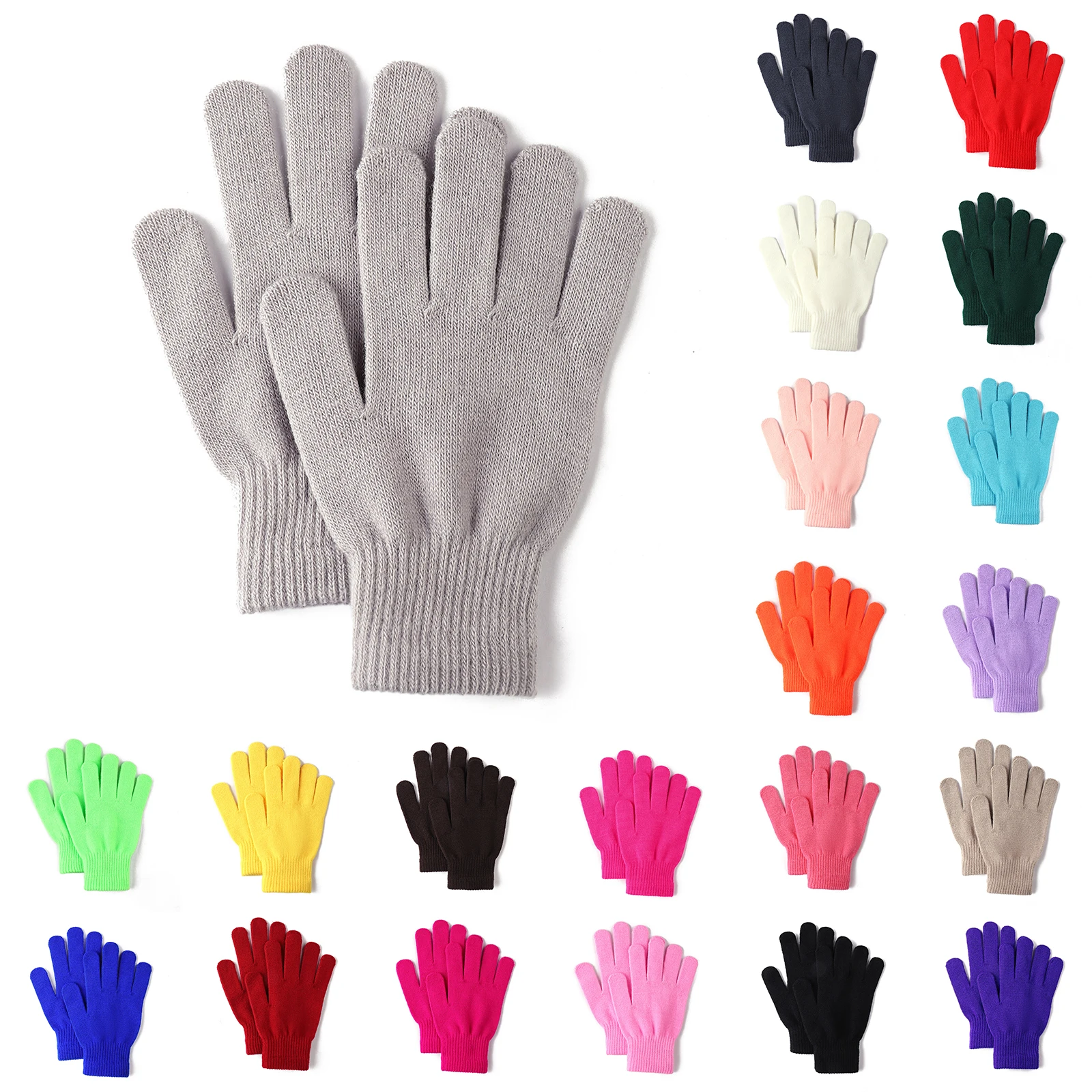 Unisex Herbst und Winter Outdoor warme rutschfeste Fahrradhandschuhe einfarbige Basic kältebeständige Strickhandschuhe