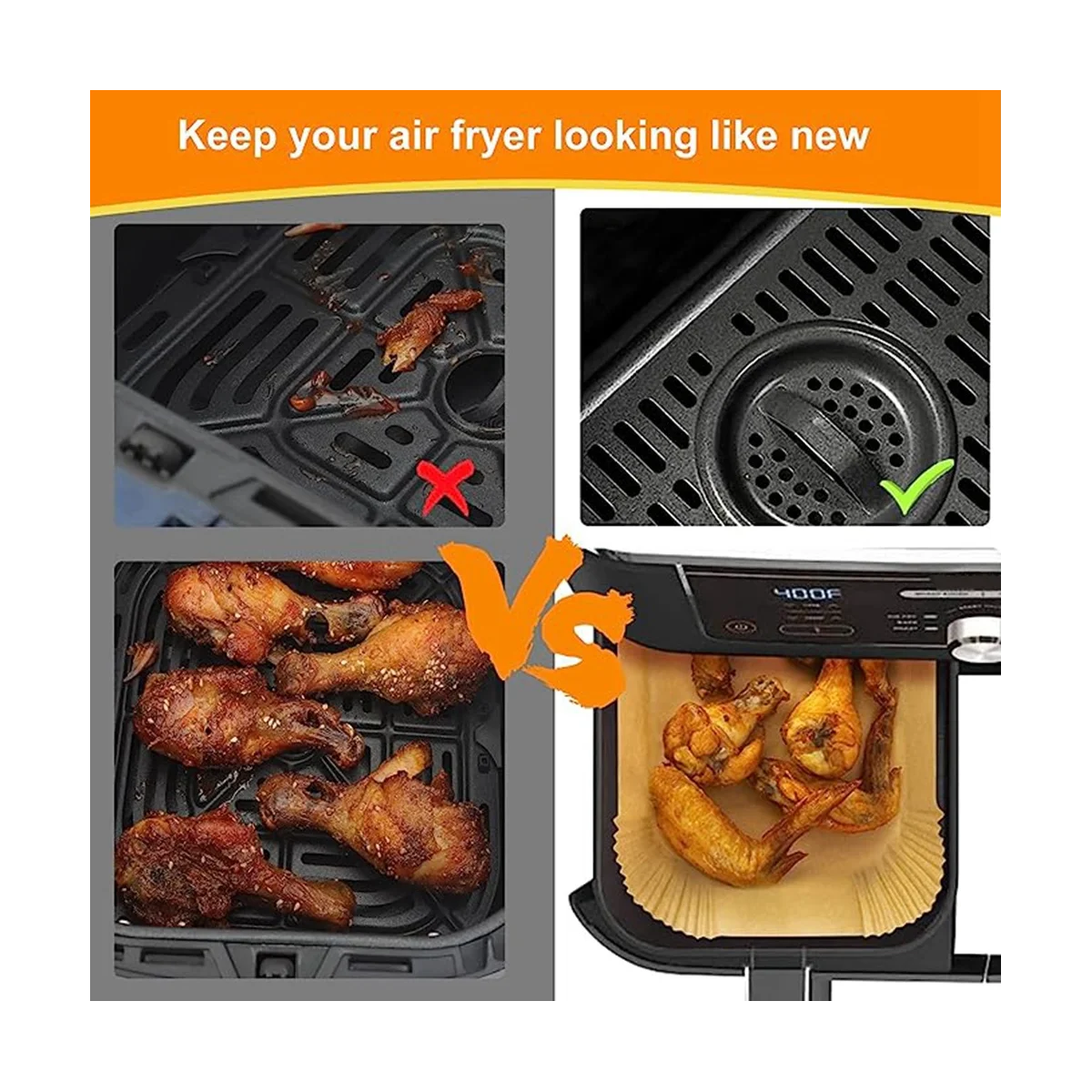 الهواء المقلاة بطانات مستطيل ، الهواء المقلاة بطانات ل النينجا DZ201 ، DZ401 ، الهواء المقلاة الخبز ورقة ل النينجا فودي المزدوج ، 100 قطعة