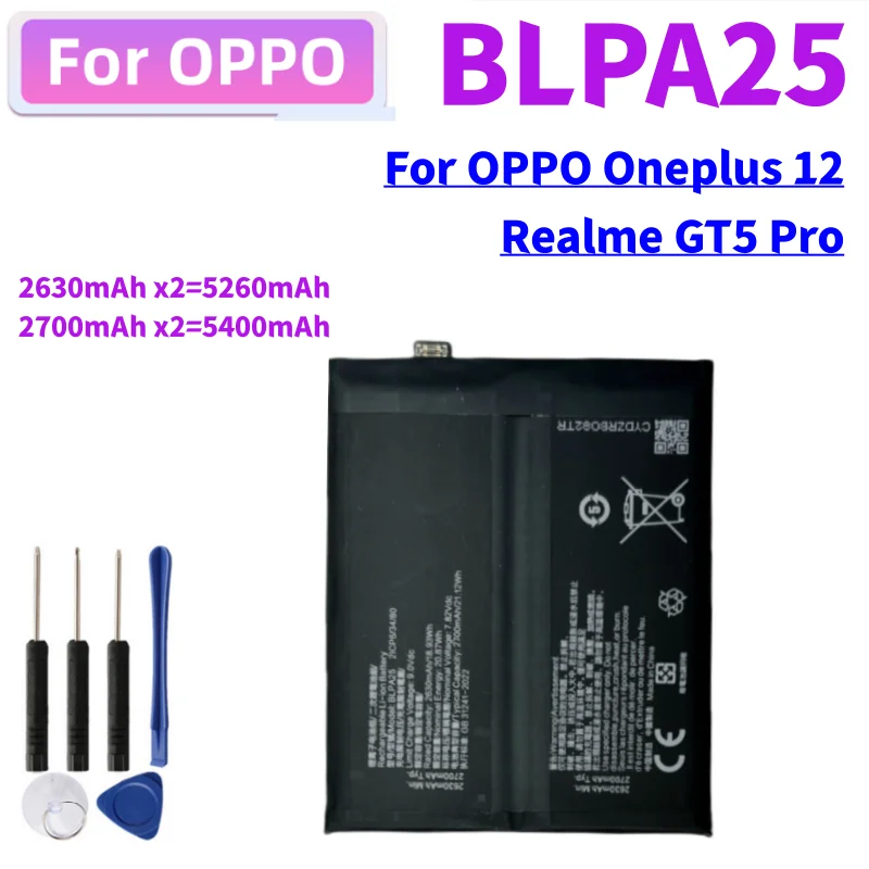 New Replacement Battery BLPA25 For OPPO Oneplus 12/1+12/Realme GT5 Pro Phone Battery + Tools