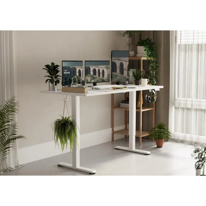 Electric Standing Desk, Adjustable Height Stand up Desk, 63x24 Inches Sit Stand Home Office Desk with Splice Board