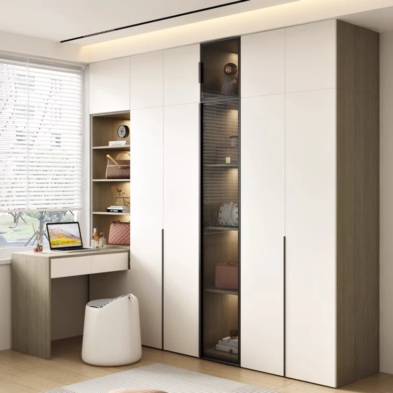 

open cabinets storage Wardrobe Wooden Door Glass Luxury Bedroom Children's comfortable clothes closet Guarda Roupas Furniture