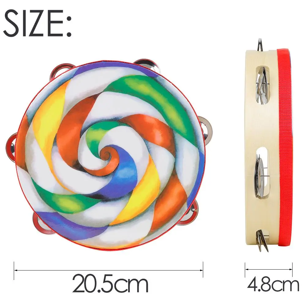 M MBAT 8 Inch Tambourine Colorful Lollipop Hand Held Tambourine Percussion Musical Instrument Children Kids Toy Christmas Gift