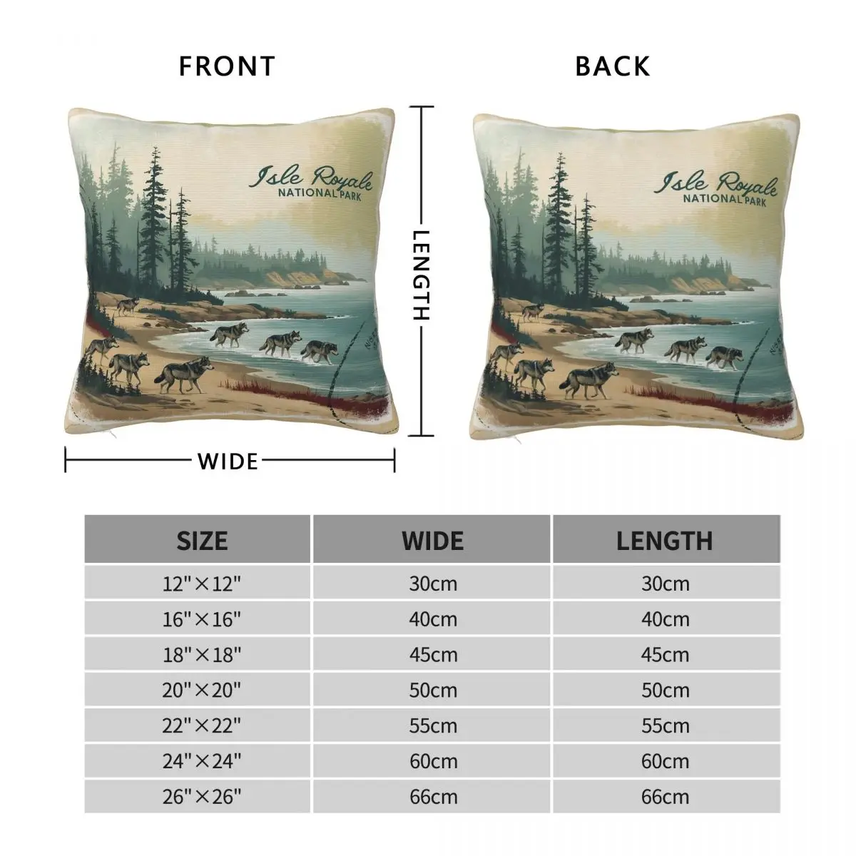 Isle Royale National Park Square Pillowcase Polyester Linen Velvet Pattern Decorative Sofa Seater Cushion Cover Wholesale 18