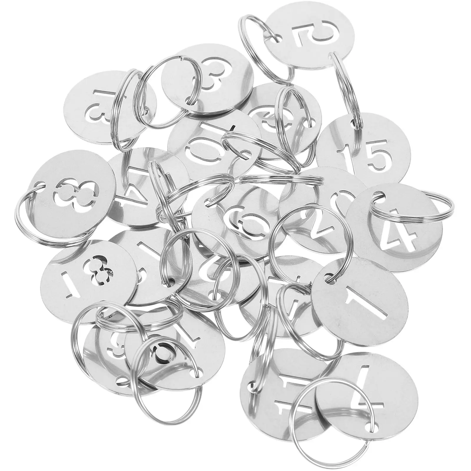 

20 Pcs Label-label-key-caps Stainless Steel Number Plate Ring Hanging Tags Locker