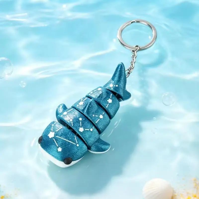 Kreativer 3D-gedruckter Meerestier-Schlüsselanhänger mit beweglichem Wal und Galaxie-Charm als Geschenkbeutel-Accessoire – Detail 2