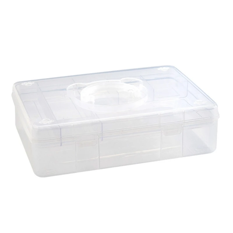 Clear Plastic Storage Box With Handle Stackable Double Layer Storage Box for Art Craft Supplies Stationery
