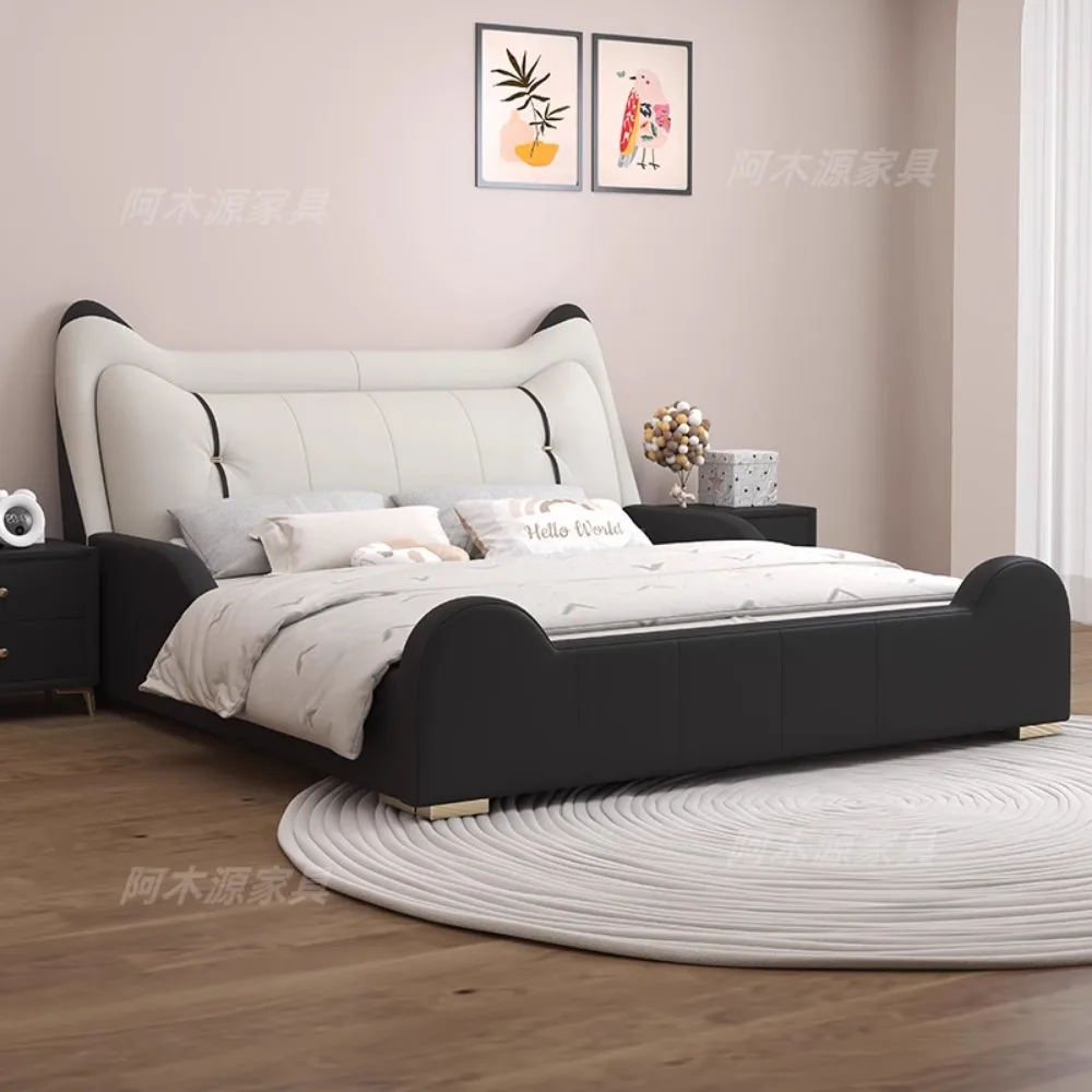 

Nordic Queen Size Upholstered Bed 150x200cm Full Size Storage 180x200cm Bed Minimalist Luxury Fancy King Home Bedroom Furniture