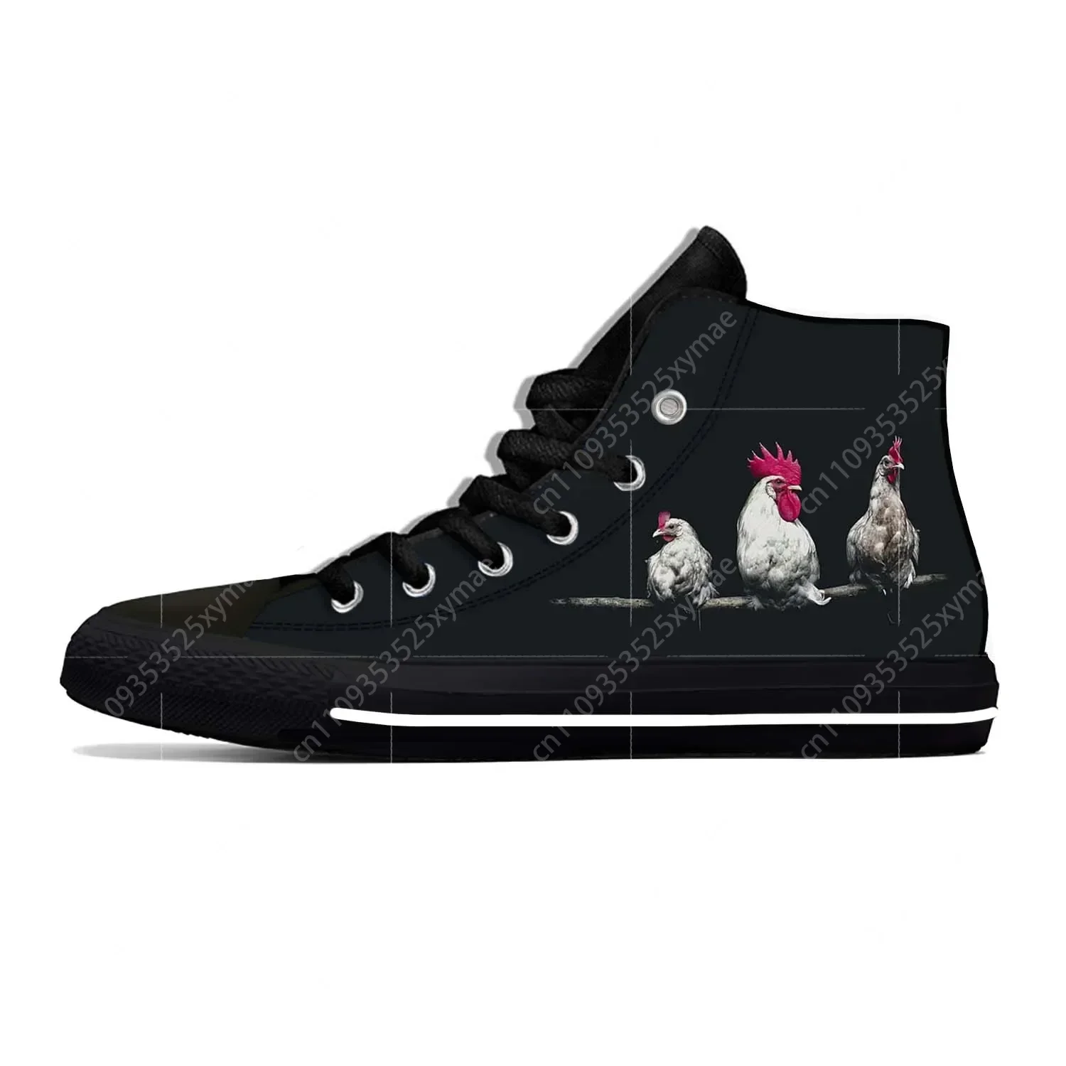 

Fun Animal Rooster Pattern Lightweight Cloth 3D Print Funny Fashion High Top Canvas Shoes Mens Womens Casual Breathable Sneakers