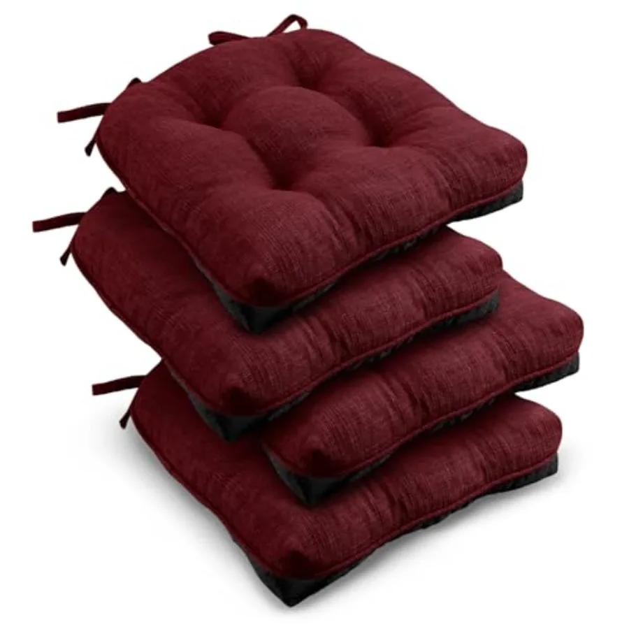 

Indoor Chair Cushions for Dining Chairs Tufted Overstuffed Textured Kitchen Chair Pads with Ties and Non-Slip Backing 15.5 x 15
