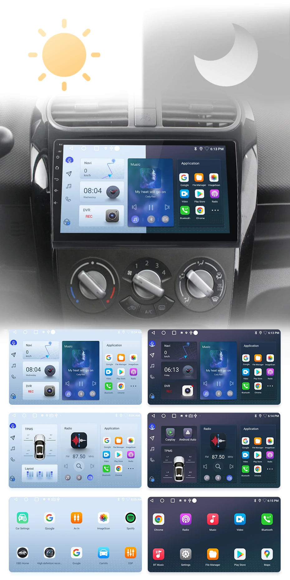 Junsun kabelloses carplay android auto autoradio für suzuki splash ritz 2011-2015 gps multimedia 2 din – Detail 6