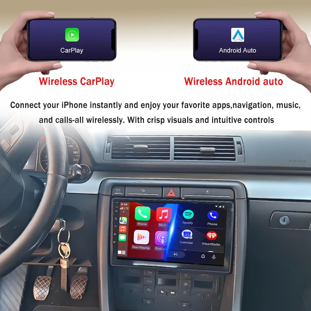 Android 16 para Audi A4 2 3 B6 B7 S4 RS4 2000-2009 Carplay Android Auto 2K pantalla Radio de coche Radio automática reproductor Multimedia estéreo 5