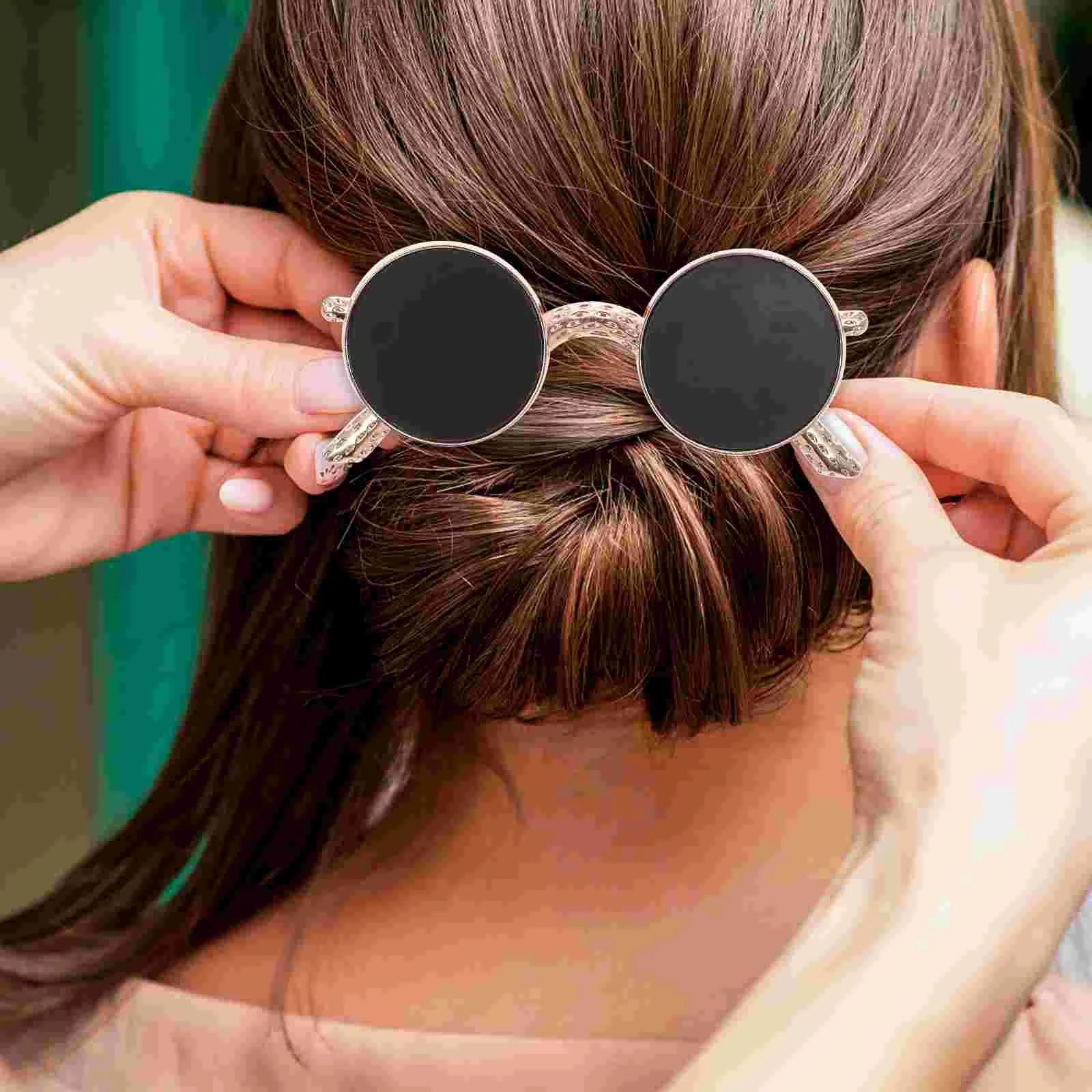 Sunglasses Shape Hairpin Metal Accessory Girls Headdress Creative Headwear Vintage Snap Clip Smooth Alloy Elastic Spring