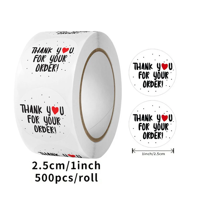 

500Pcs/Roll Thank You Stickers, Self-Adhesive Sealing Labels for Gifts, Art Paper Decorative Thank You Tags