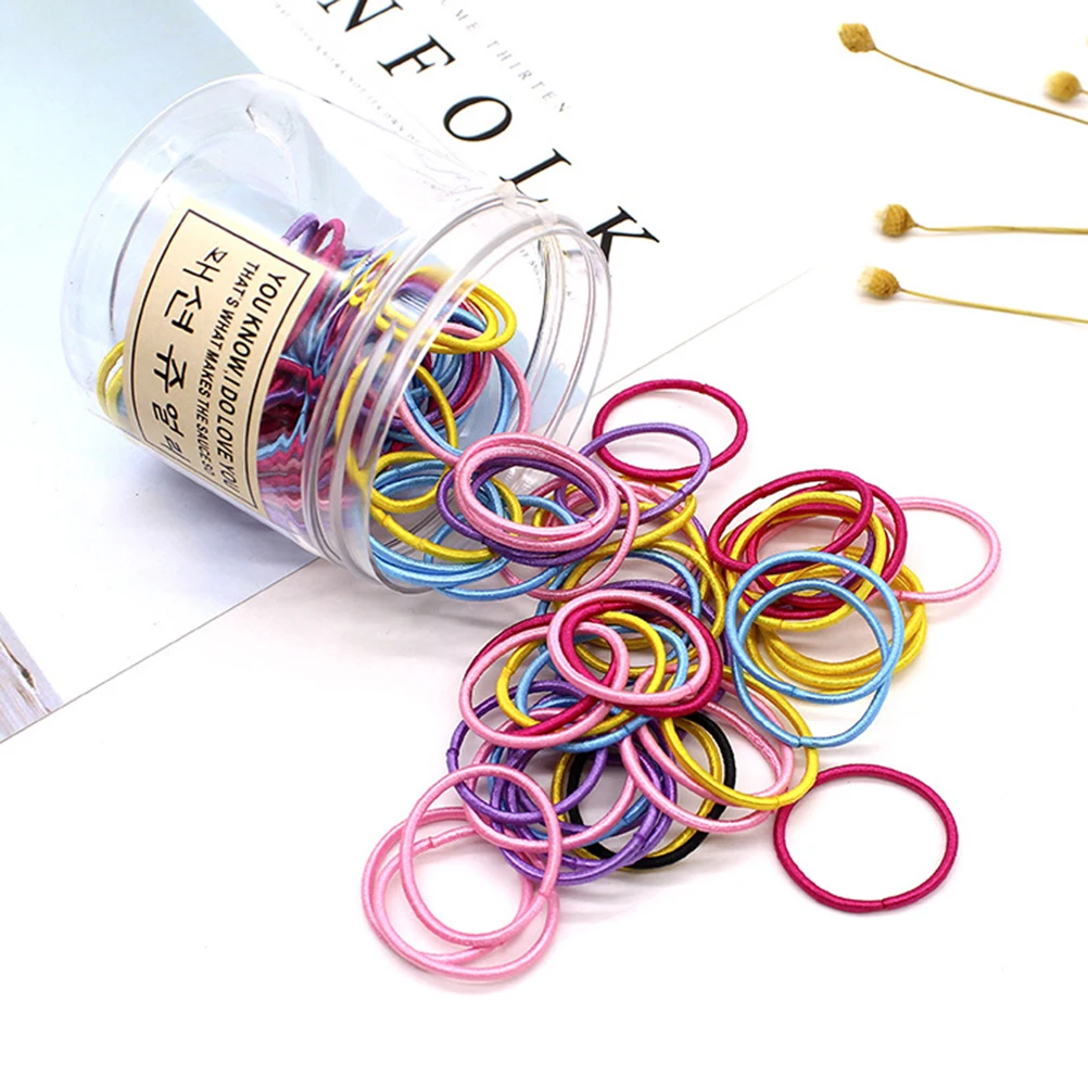 

200 Pcs Colored Hair Bands Multicolor Elastic Ties Kids Rings Ponytail Holders Hair Rope Style Daily Wear Gifts