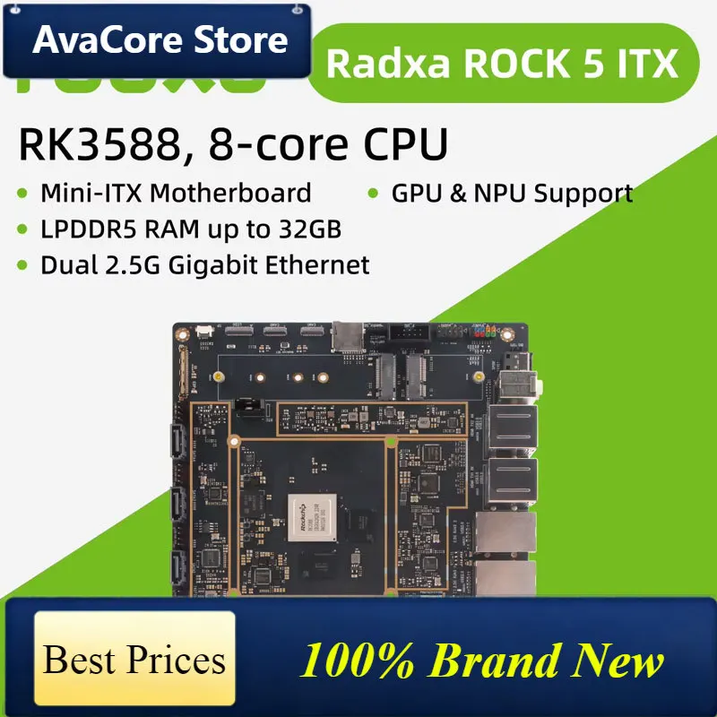 AvaCoreRadxa ROCK 5 ITX Placa Mini-ITX RK3588 Octa-Core LPDDR5 Salida 8K SBC Desarrollo