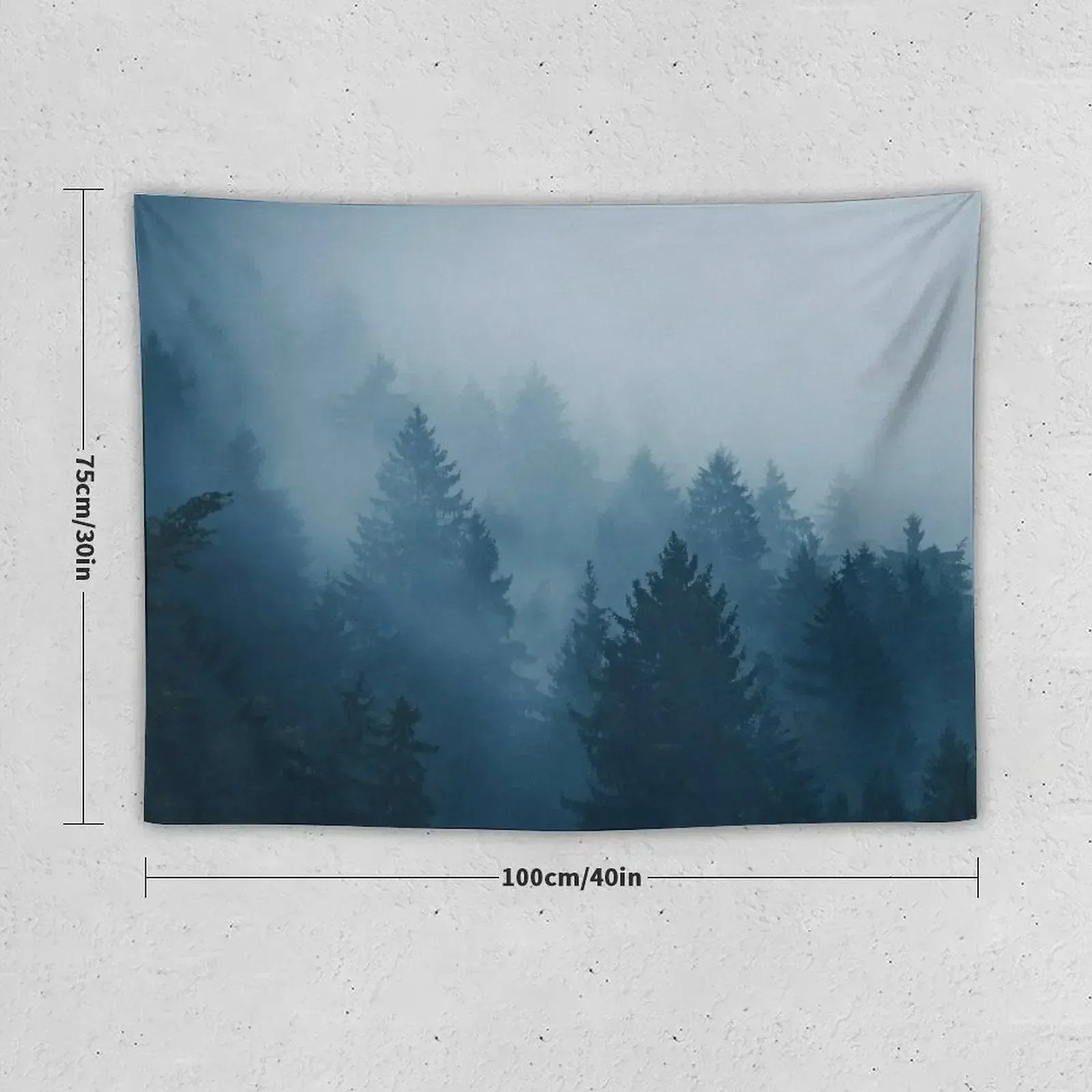 Foggy Blue Waves - Pine Forest Fog Nature Tapestry Korean Room Decor Room Decoration Accessories Custom Tapestry