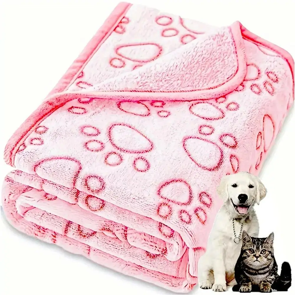 1 PC Soft and Fluffy Quality Pet Blanket, Cute Paw Print Dog Blanket, Plush Pet Mat, Warm and Comfortable Cat and Dog Blanket